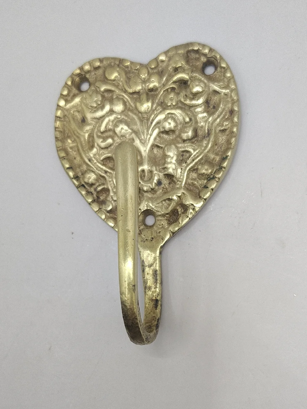 Brass Heart Wall Hook - Decorative Gold Accent